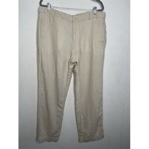 Island Importer Ivory Straight Leg Casual Riviera Pants Men 36 China 100% Linen
